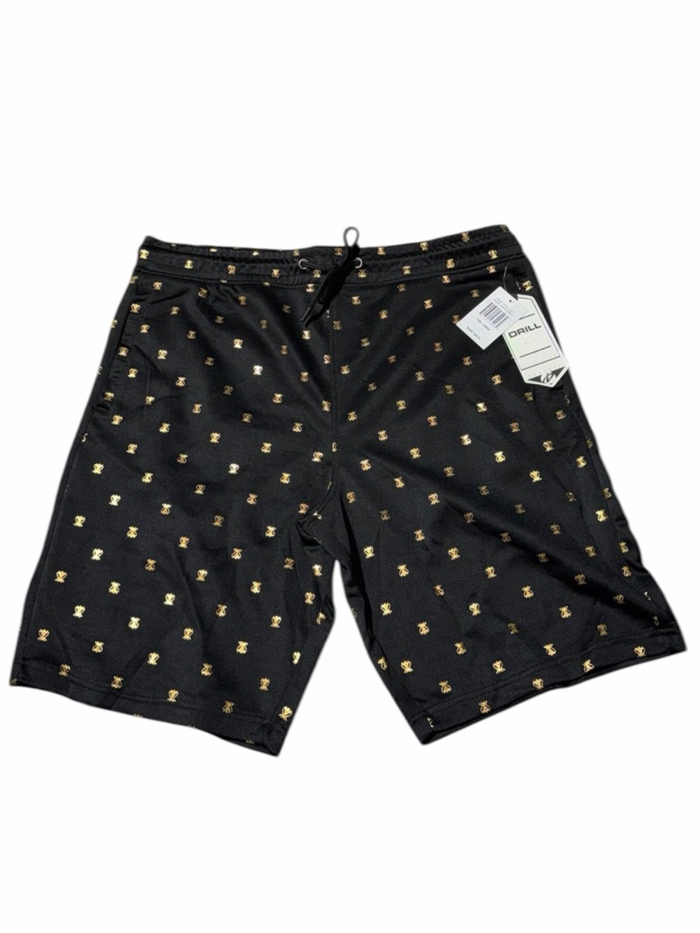NWT Drill Clothing Black Gold Swim Trunks Men’s Large Luxury Print Board Shorts